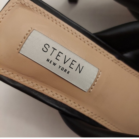 STEVEN NEW YORK Imara Heeled Slip On Black Sandals - Picture 2 of 11